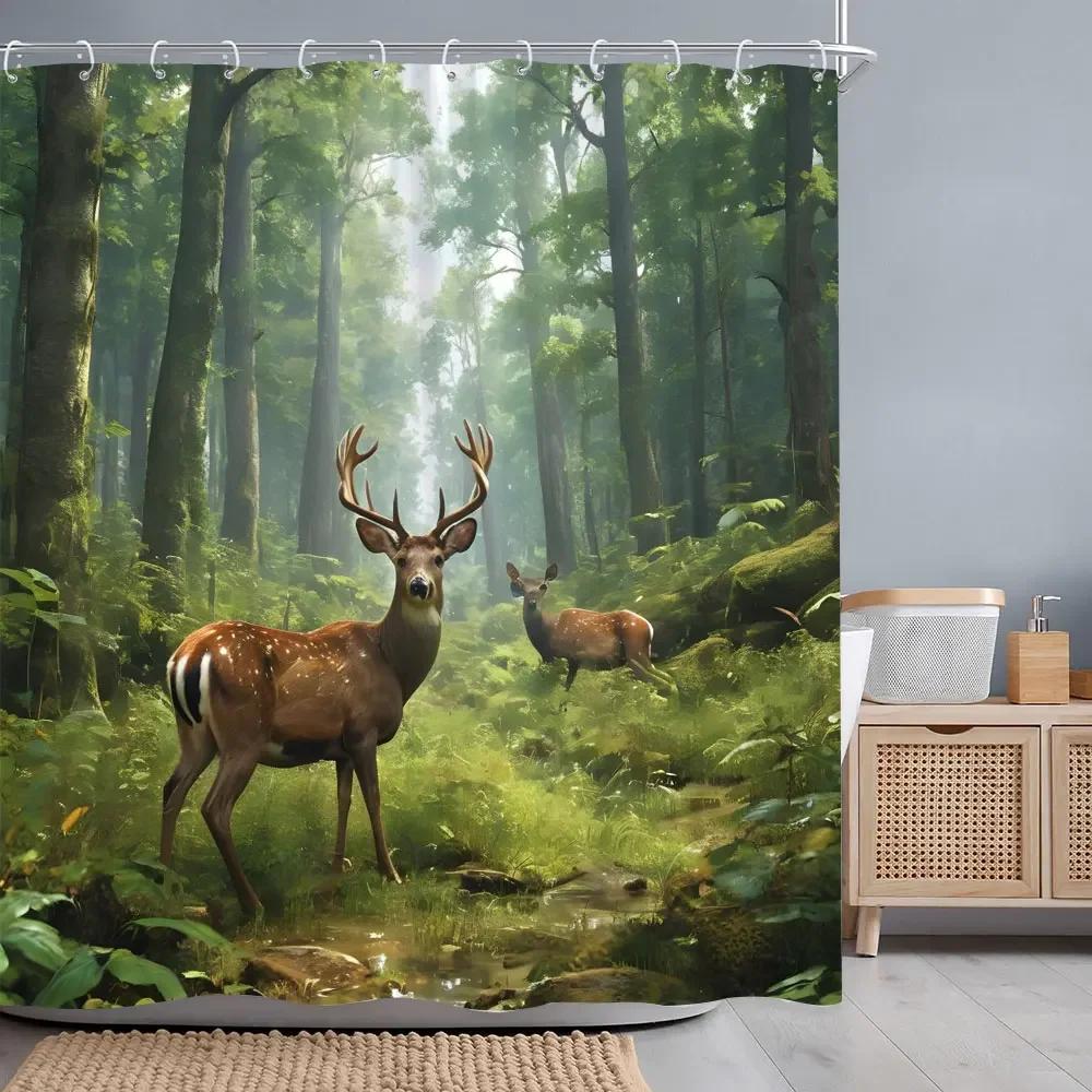 Versatile Pattern Bathtub Curtain With Hooks Waterproof Easy Clean Quick Hang For Home Hotel Bathroom Use