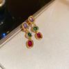 Franse Hofstijl Zilveren Naald Zirkonia Rechthoekige Oorbellen Exquise Lichte Luxe High-end Stud Oorbellen Overdreven Oorbellen Vrouwen