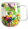 Glass Coffee Mug with Double Bottom and Dried Flowers Multicolor 250