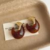 Trendy Waterdruppel Bruine Hars Stud Oorbellen Vintage Koepel Koper Verguld Oorbel Voor Vrouwen Meisjes Druppelvormig Oor Dagelijks Gebruik