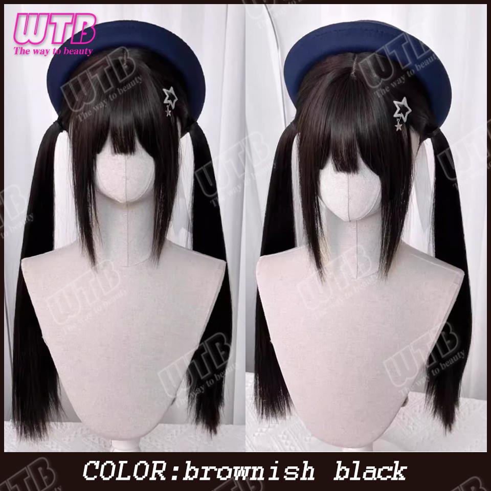 Synthetic Cosplay Wig Female Short Curly Hair Lolita Ponytail Bangs Wig Halloween Styling Wig
