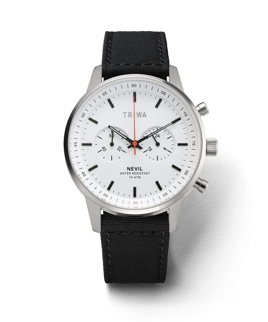 2 Black Calfskin Canvas Graphic Japan Official Swedish Nordic Includes 2 White Dial TRIWA/Triwa Men's & Women's (Unisex) Watch, Straps, Chronograph, &