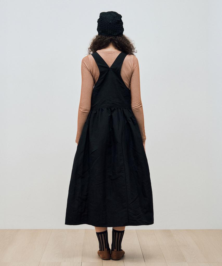 Mais Side Puff Nylon Overall Dress / Black