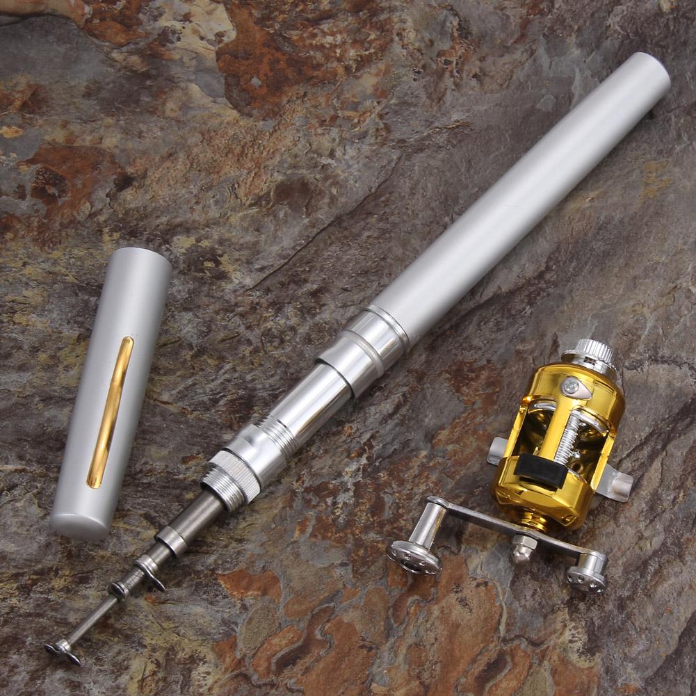 2025 Portable Mini Fishing Rod Pocket Telescopic Rod Pen Shape Folding Fishing Rod with Reel Wheel Fishing Gear Set Outdoor River and Lake Fishing