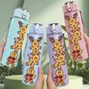 1PC Stacked Gingerbread Man Chain Figure 750ml Color Plastic Water Bottle Leakproof Flip Straw Lid For Sports Office Home Use