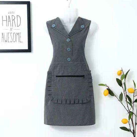 Förkläde Väst Slitstark västerländsk stil Lapel Tvättbar Design Bomull Café Restaurang Overall Hemtillbehör
