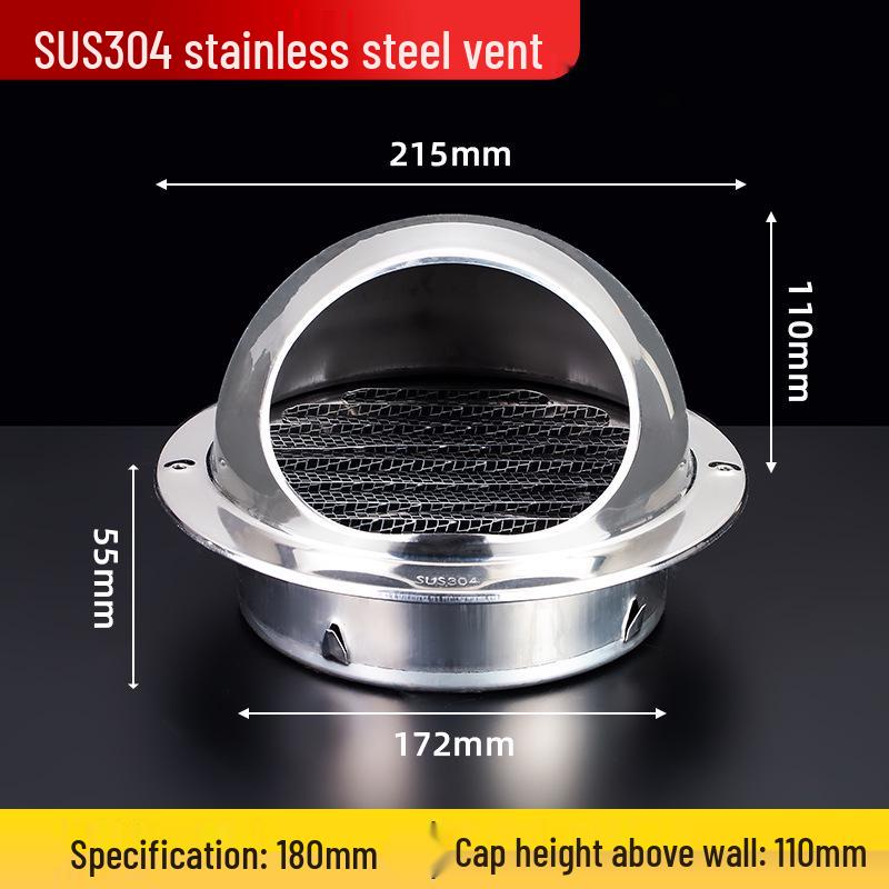304 Stainless Steel Exterior Wall Windproof Ventilation Cap 201, Rainproof Exhaust Cover
