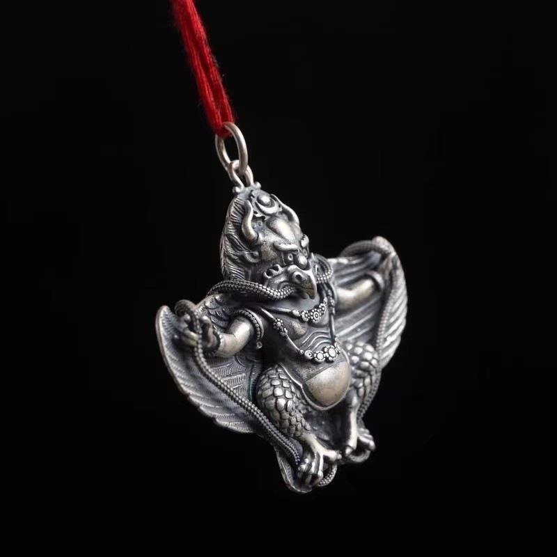 Retro Tibetan Golden-Winged Peng Bird Necklace Pendant - Unisex Charm Accessory