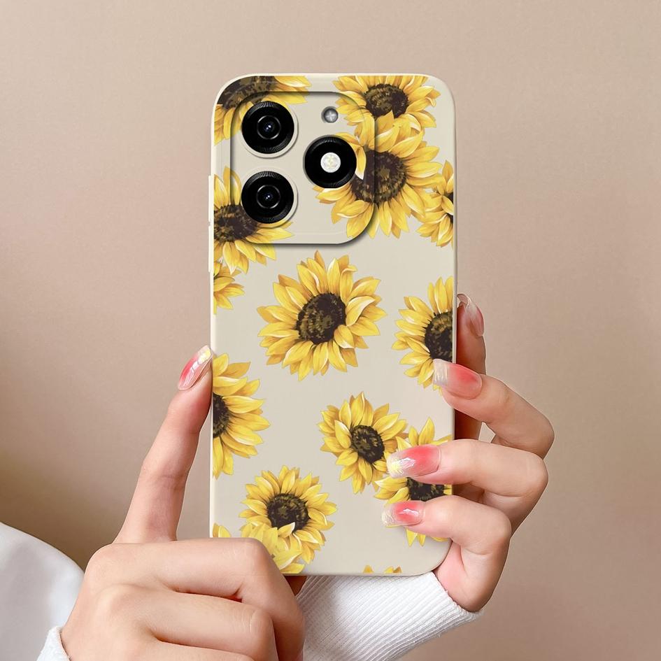 For Tecno Camon 30 Pro Premier Itel P55+ 4G Back Cover Case Liquid Soft Silicone Luxury Daisy Butterfly Super Shockproof Camera Protection Phone Shell