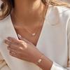 Youthway Geometric Zircon Pendant Necklace Bracelet For Women Minimalist 18K Gold Plated Stainless Steel Jewelry Set Gift