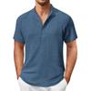Vintage Summer Men's T-Shirt Streetwear 3 Buttons Open Fly Loose Clothing Print Short Sleeve T-Shirt