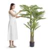 Artificial Gold Cane Palm Tree, 2m Tall Faux Plant, PE Material & Anti-Tip Tilt Protection Low-Maintenance Plant, Lifelike Green Fake Tree for Home