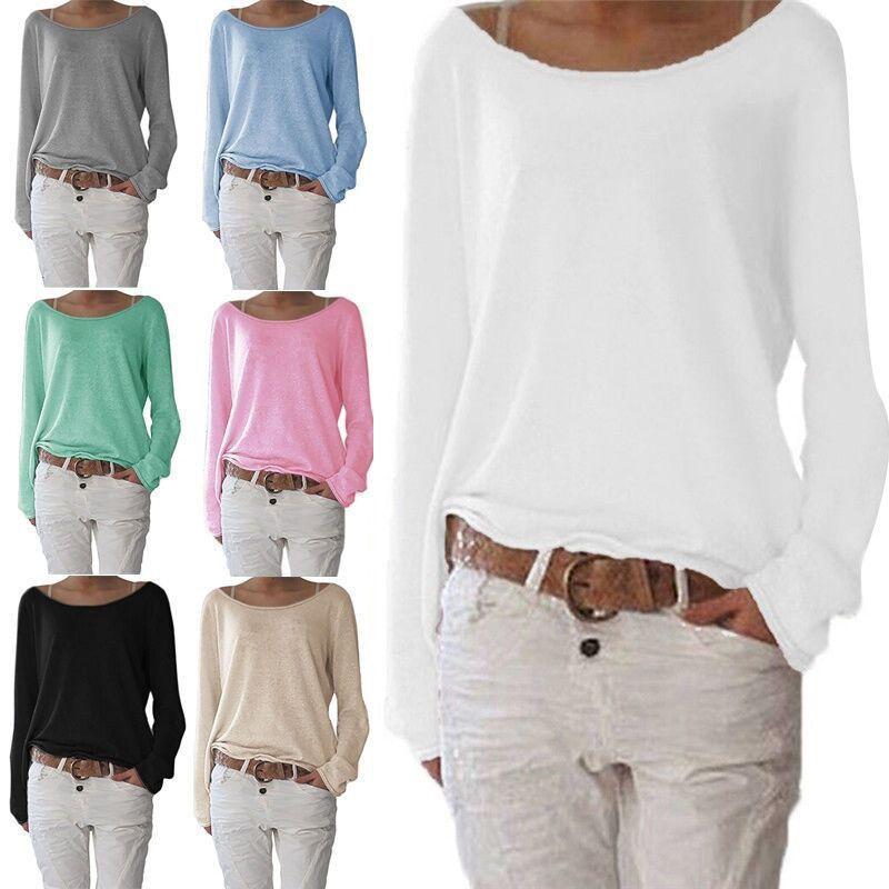 Cotton T Shirt For Women With Round Neck Long Sleeve Casual Fit Soft Comfort