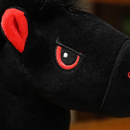 Black Horse Plush Toy Zodiac Year of The Horse Mascot Lucky Ornament Soft Stuffed Animal Doll  Home Decor Car Decoration