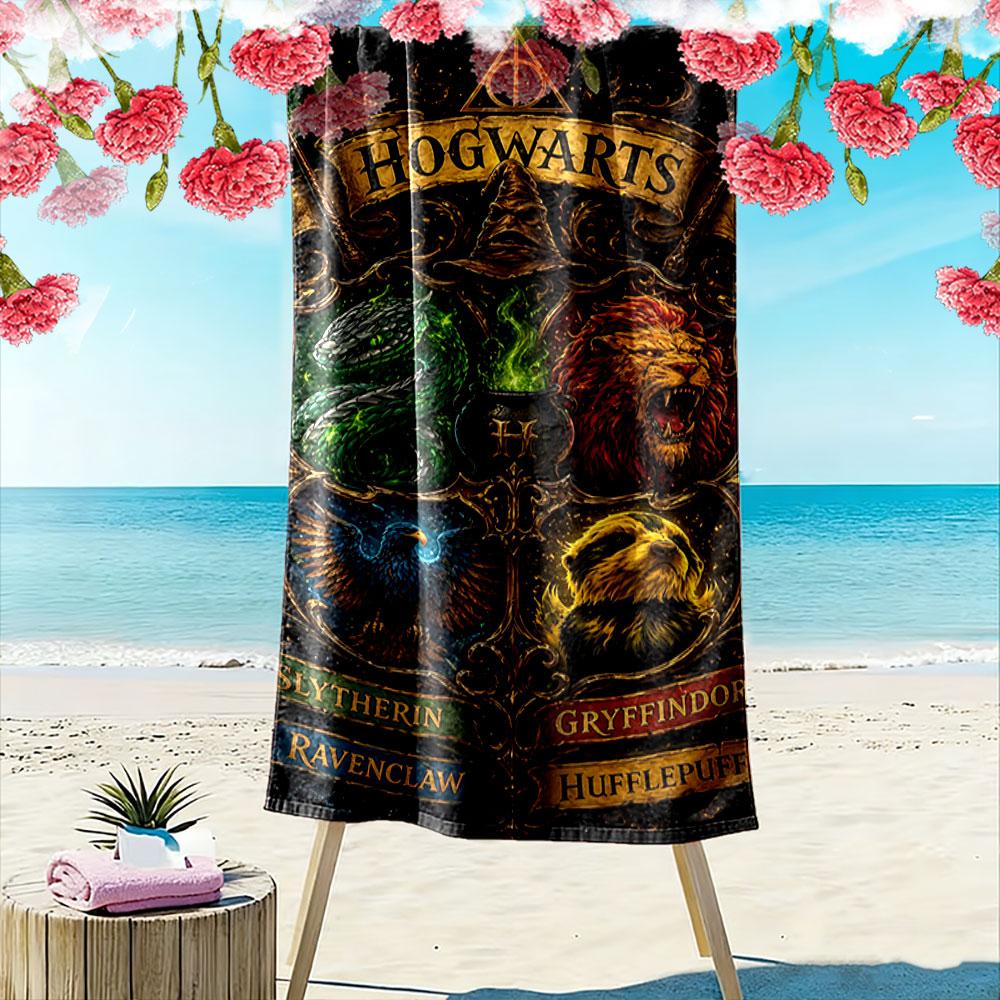 Hogwarts House Crests Towel Beach Towel Quick-drying for Travel Outdoor Sports Jogging Beach and Swimming