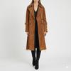 Brauner Echter Wildleder Lammleder Damen Party Stilvoll Handgemachter Trenchcoat