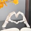 Skeleton Hands Heart Sculpture Gothic Love Gesture Statue Resin Heart Shape Skeleton Finger Gesture Figurine for Halloween Home Decor Gift