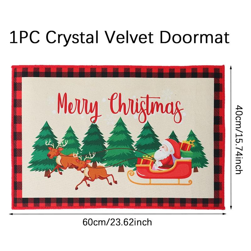 Christmas Crystal Velvet Carpet Home Decoration Indoor Outdoor Welcome Mat Kitchen Bedroom Mat Happy New Year Gift