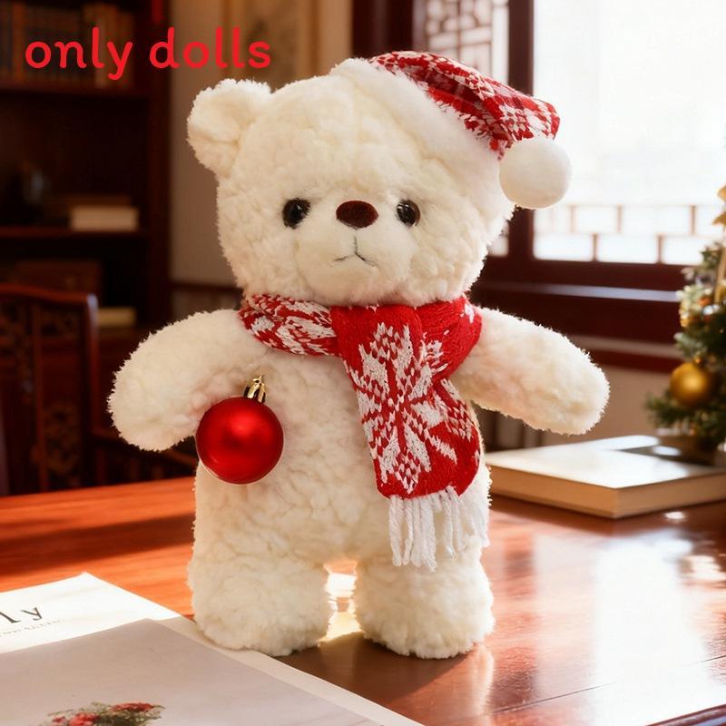 Plush Bear Toy With Scarf And Hat Decor For Kids Christmas Gift And Birthday Present