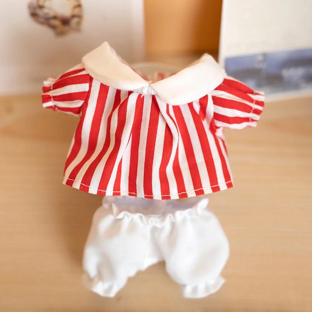 Ropa y accesorios para muñecas de peluche de 17 cm, conjunto de dos piezas con camisa y pantalones cortos, ideal como regalo para niñas.
