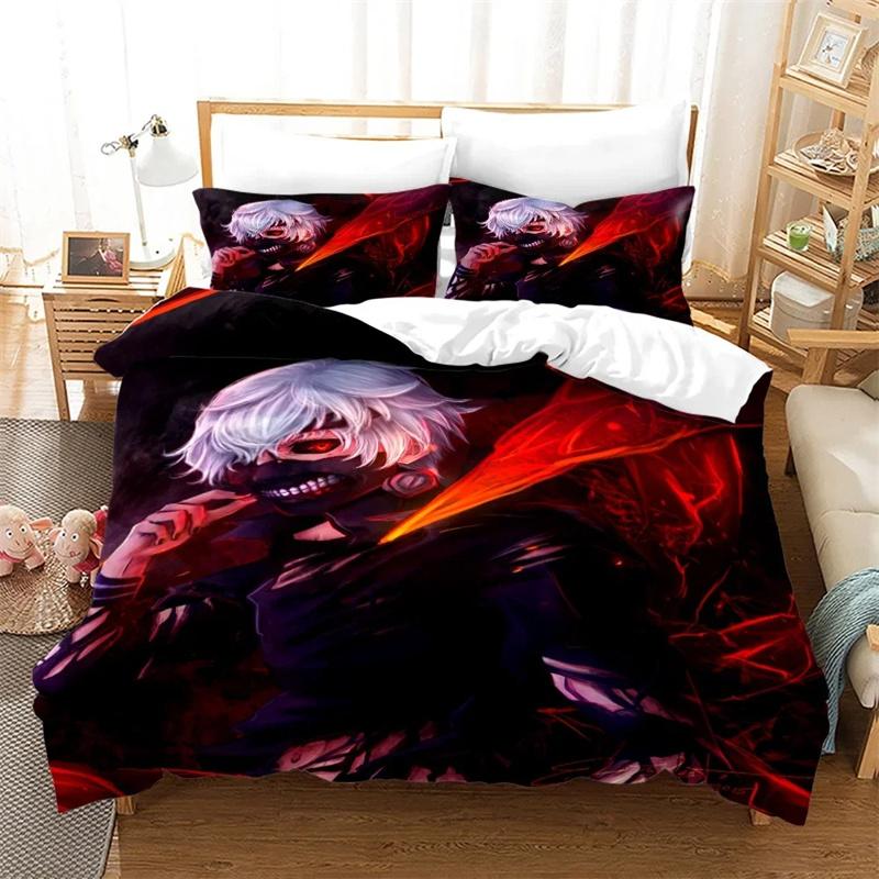 3D Printed Anime Tokyo Ghoul Bedding Set Duvet Cover Kaneki Ken Double Twin Full Queen King Adult Kids Bedclothes Quilt Cover