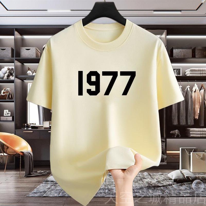 T-shirt Unisexe Pur Coton Rare Été 1977 Manches Courtes Base Ins Marque Tendance Américaine Lâche Décontracté et Polyvalent Manches Courtes