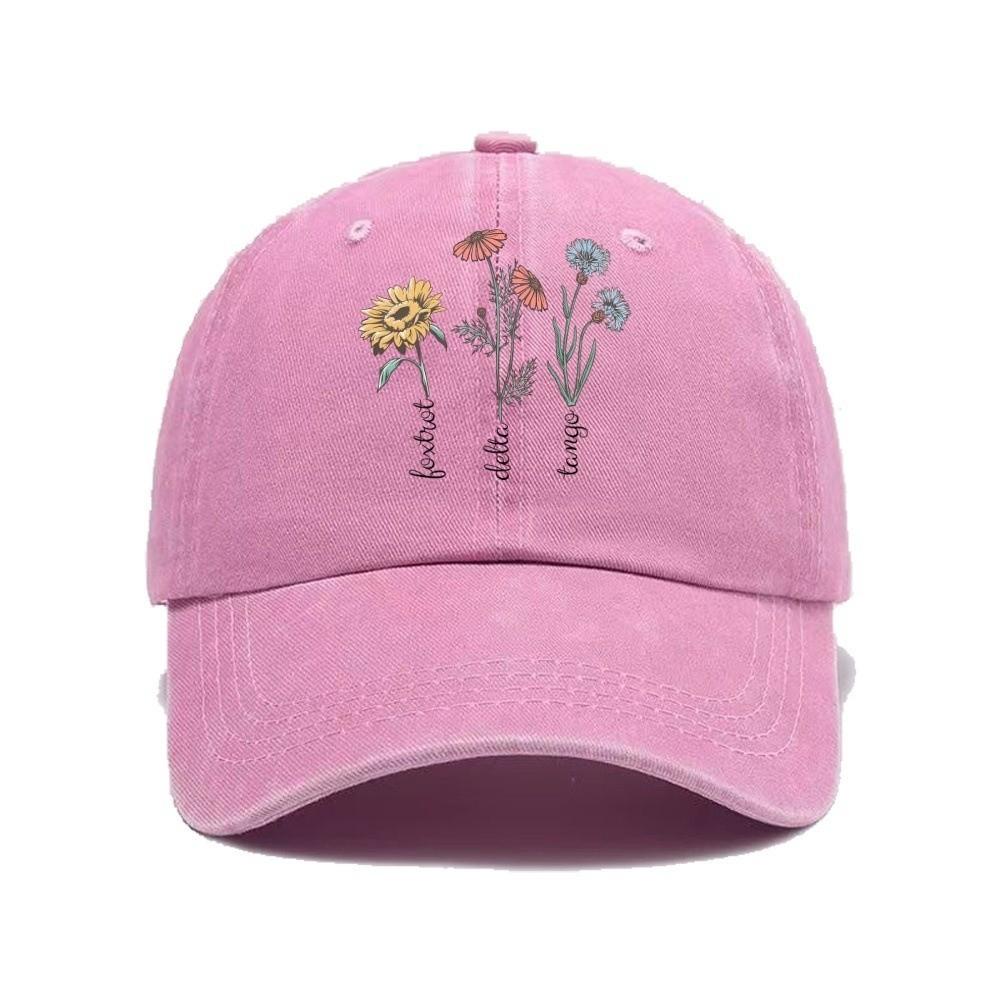 New Casual Printed Baseball Cap Vintage Washed Dad Sun Hat Sunflower Multiple Colors Snapback Cap Daily Wear