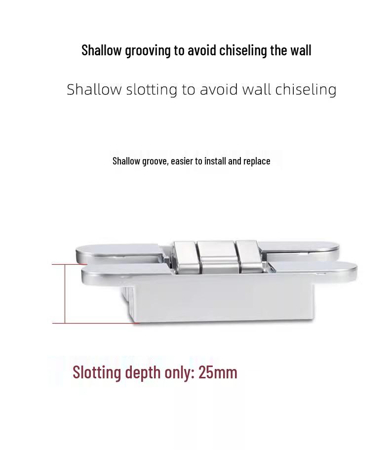 3D Adjustable 180° Concealed Invisible Folding Door Hinge
