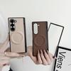 For Magsafe Magnetic Phone Case Samsung Galaxy Z Fold 7 6 5 4 3 ZFold7 Fold6 Fold5 Fold4 5G Leather Protective Cover for Hinges