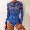 Women's Long-sleeved One-piece Sports Printed Swimsuit Diving Suit