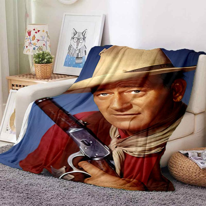 1PC John Wayne Printed Blanket, All Season Lightweight Home Office Outdoor Nap Multifunctional Blanket