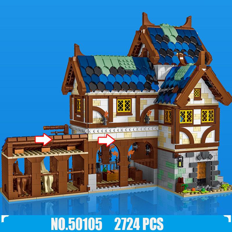 Série Médiévale Modèle d'Écurie de Ville Blocs de Construction Ville Maison de Cheval Briques DIY Jouets Éducatifs Cadeaux pour Enfants Amis 2724PCS