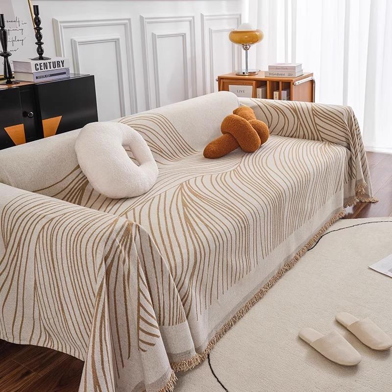 Ins High-end Geometric Modern Sofa Cover Cloth Chenille Sofa Towel Anti-cat Scratch Sofa Cover Universal for All Seasons