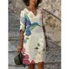 QICED Mode Zomer Lente Korte Mouw V-Hals Casual Jurken