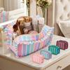 Large Capacity Cosmetic Bag Striped Makeup Organizer Multipurpose Travel Pouch  Bathroom