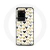 Cover per Samsung Galaxy S20 Ultra Sfondo con texture astratta cuori nero giallo e grigio