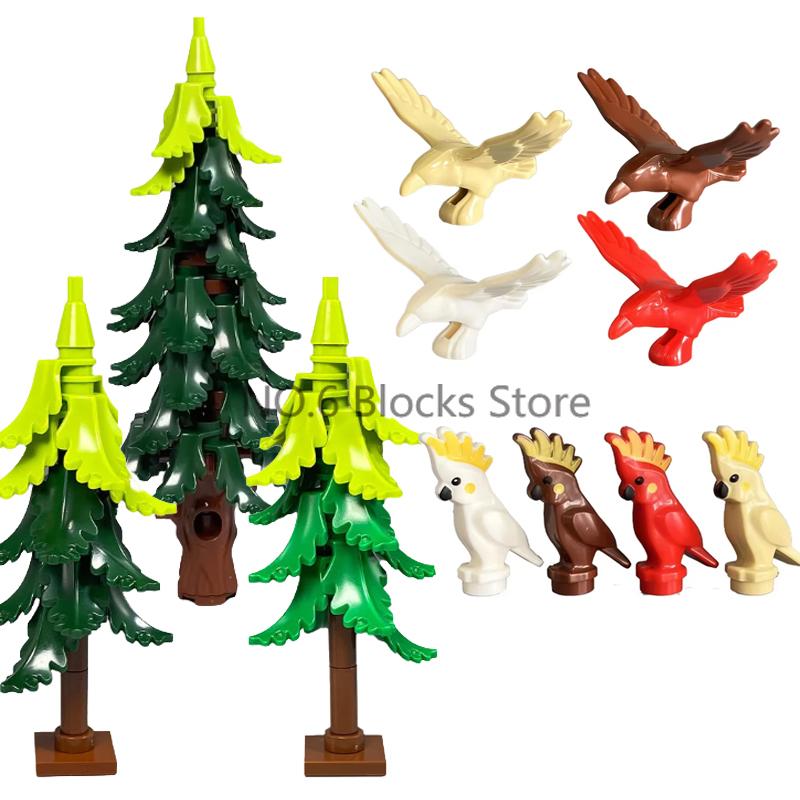 MOC Animals Building Blocks Forest Zoo Saber Toothed Tiger Bear Elk Elephant Eagle Shark Monkey Lion Mini Brick Toy Kid Gift S09