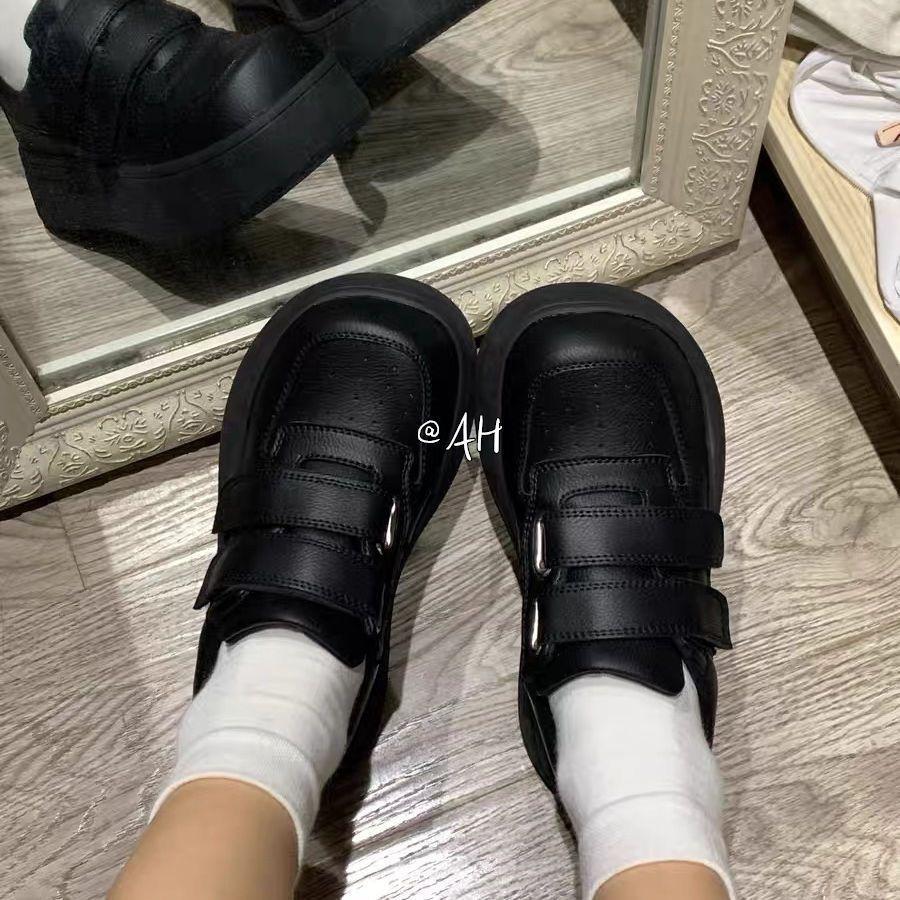 Thick-soled Spice Girls Height-increasing Shoes 2025 New Spring Korean Version Versatile Small Black Shoes Velcro Sports Casual Board Shoes Women