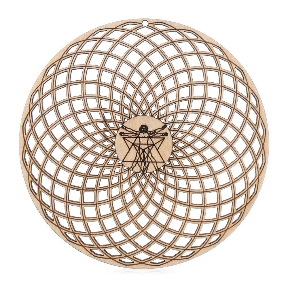 Cut Wood Wall Art Home Decor Home Wall Decor Wooden Wall Sign Flower of Life Shape Slice Wood Base Flower Of Life Energy Mat