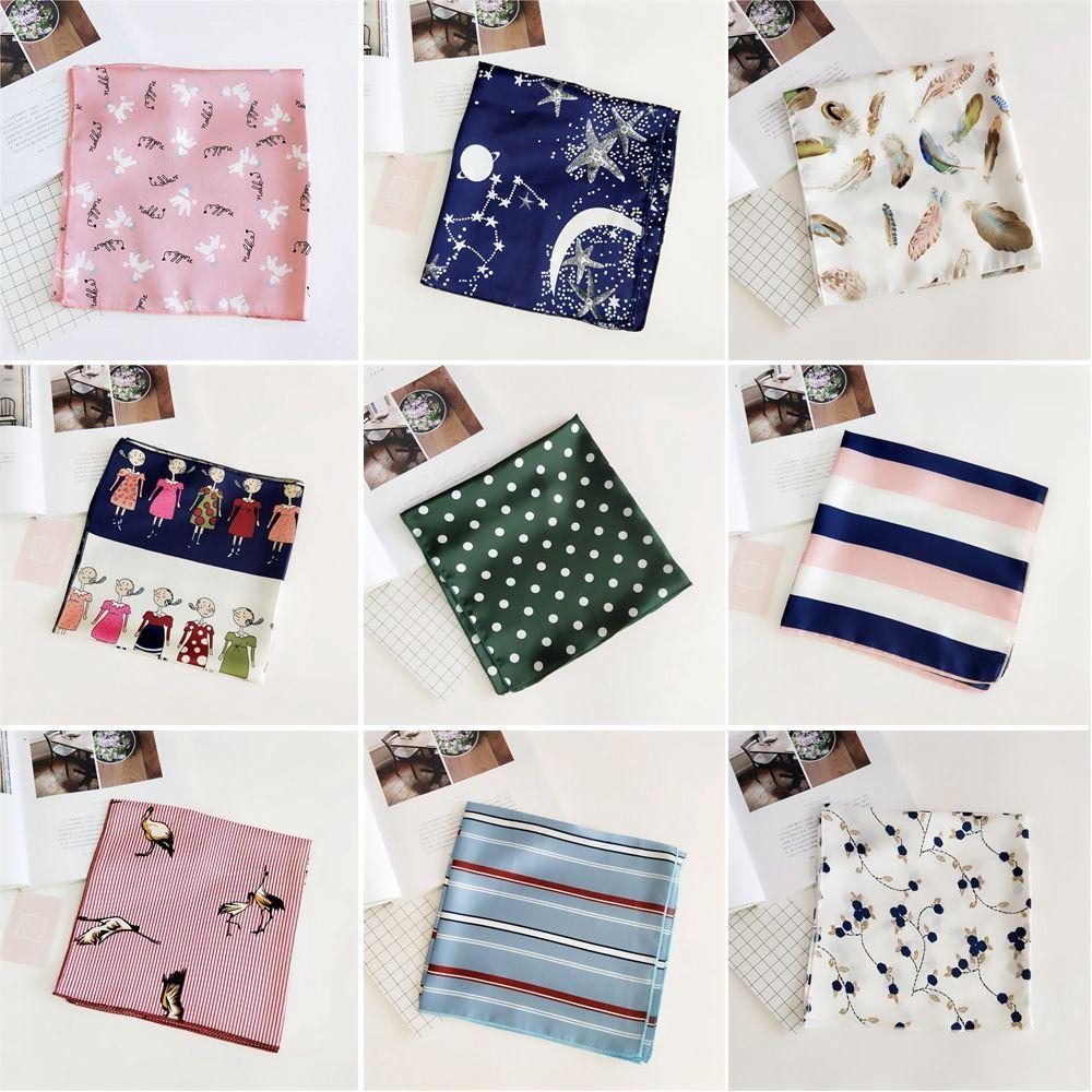 Fashion Women Small Vintage Hair Tie Band Head Neck Square Scarf Silk Feel Satin