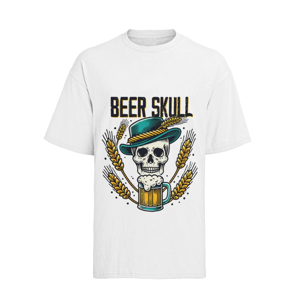 Beer Skull Drink Beer Hops Large T-Shirt Mens Womens Tees Top Men Cotton