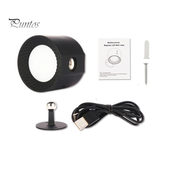1 Set LED Magnetic Wall Lamp Intelligent 360 Degree Rotation USB Charging 3-Color Temperature Remote Control Long Battery Life Lamp