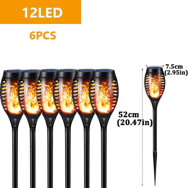 12/96 LED תאורת נוף סולארית חיצונית, תאורה רגישה לאור בחצר הבית, אווירת גן בחצר, אור להבה, קישוט לחג המולד