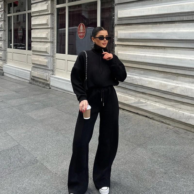 Womens Loose Streetwear Hoodie Pants Set Long Sleeve Casual Two-Piece Outfit Winter 2025