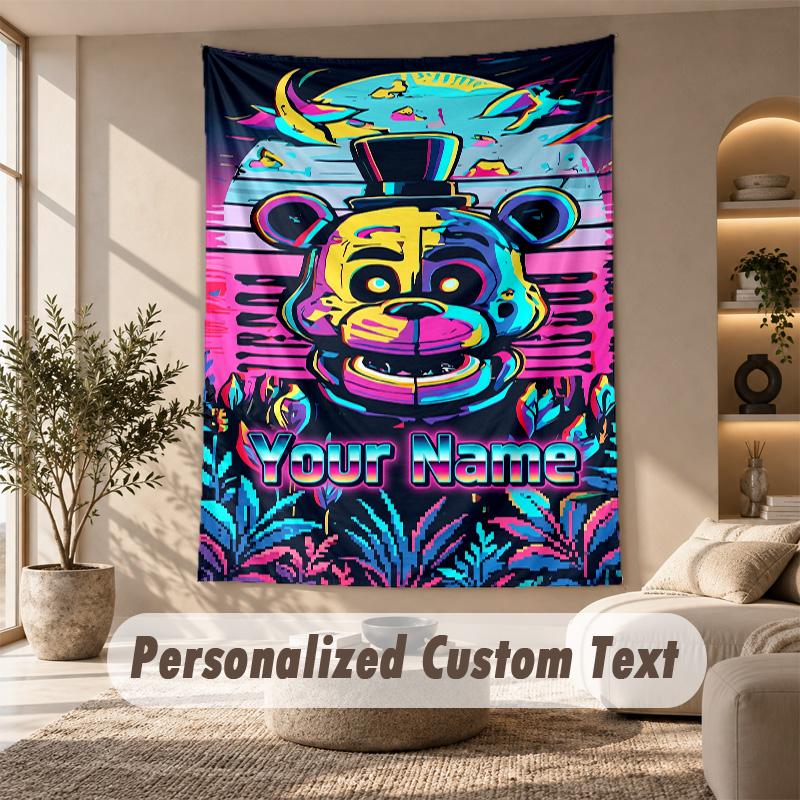 Five Nights at Freddy’s Wandkleed, Gepersonaliseerde Custom Tekst, Wandhangend Wandkleed Voor Woonkamer Huis Wanddecoratie