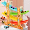 Children'S Early Education Puzzle Wooden Four-Layer Rapid Glide Rail Car Visual Tracking Inertia Toy Car