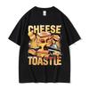 Grappige Kaas Tosti Voedsel Liefhebber Cadeau Grafische T-shirts Mannen Vrouwen Harajuku Hoge Kwaliteit Retro T-shirt 100% Katoen Oversized T-shirt