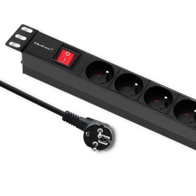 Qoltec PDU Power Strip for 19'' RACK | 1U | 16A | 6xFRENCH | 2m