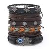 BBTO 6 Stk Halloween Læderarmbånd til Mænd Kvinder Sort Armbånd Justerbart Armbånd til Fest