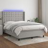 Exclusive House - LED Bed Slat Base Mattress Light Gray 140x190 Cm Fabric
